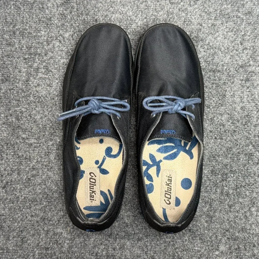 OluKai Honolulu Lace Mesh Boat‎ Shoes Men's Size 12 Blue Nylon Low Lace Sneakers